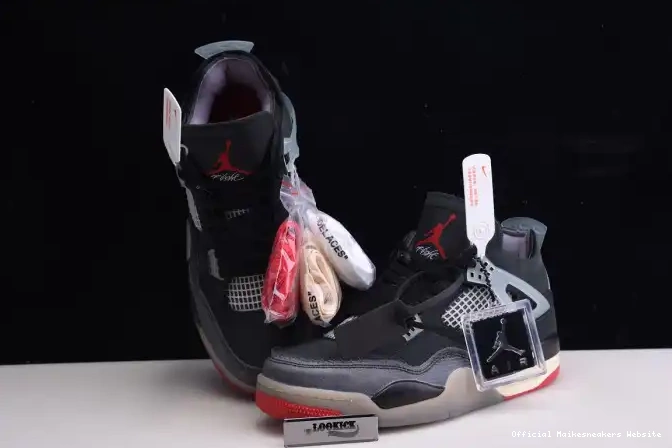 Official Maikesneakers Jordan CV9388-001 4 Retro Air Bred Off x White 0514